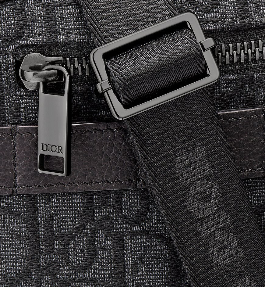 Sac messenger Dior en toile Oblique jacquard noire