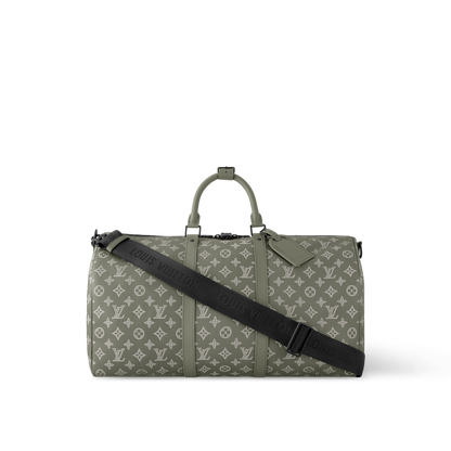 Sac Keepall Bandoulière 50 Louis Vuitton en toile Monogram Eclipse dégradé vert (vert sauge / kaki)