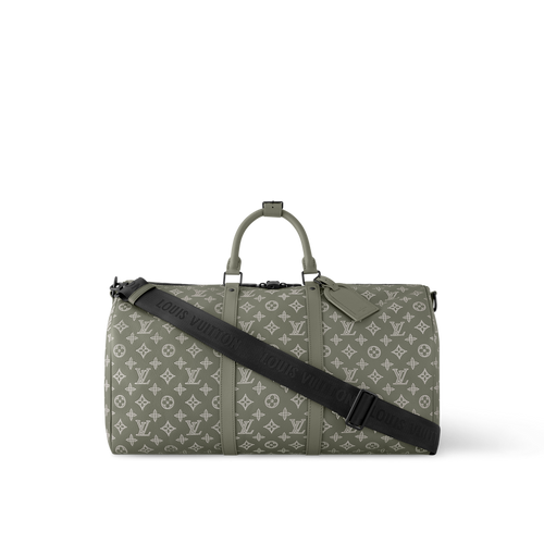 Sac Keepall Bandoulière 50 Louis Vuitton en toile Monogram Eclipse dégradé vert (vert sauge / kaki)