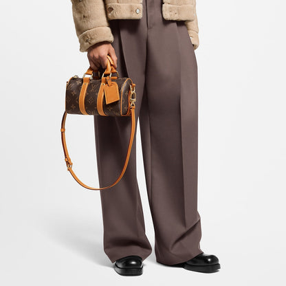 Sac Keepall Bandoulière 25 Louis Vuitton en toile Monogram avec cuir naturel (vachetta)