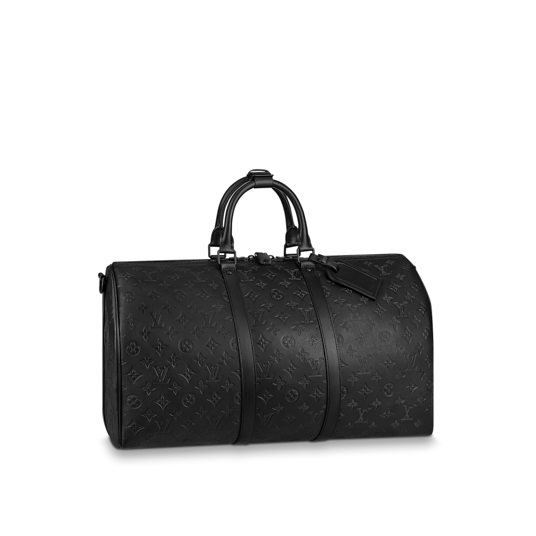 Sac Keepall Bandoulière 50 Louis Vuitton en cuir Monogram Empreinte noir
