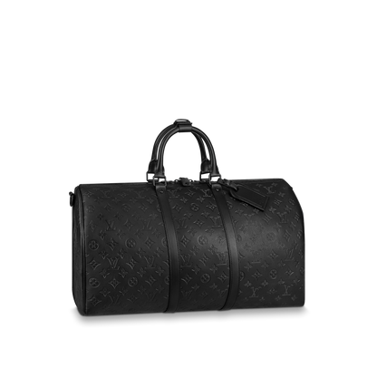 Sac Keepall Bandoulière 50 Louis Vuitton en cuir Monogram Empreinte noir