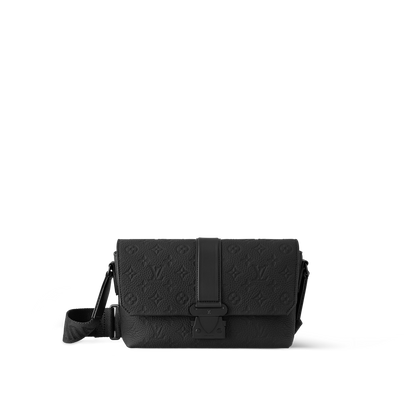 Sac messager Louis Vuitton en cuir Monogram Empreinte noir avec fermoir central