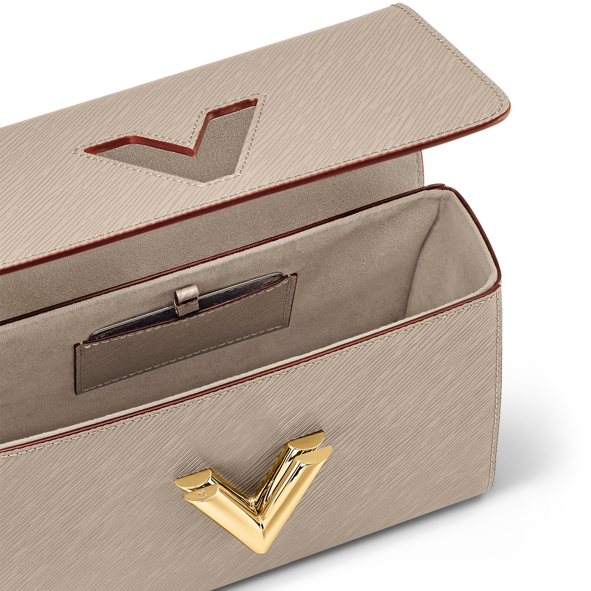 Sac à main Louis Vuitton Twist en cuir Epi beige avec chaîne dorée