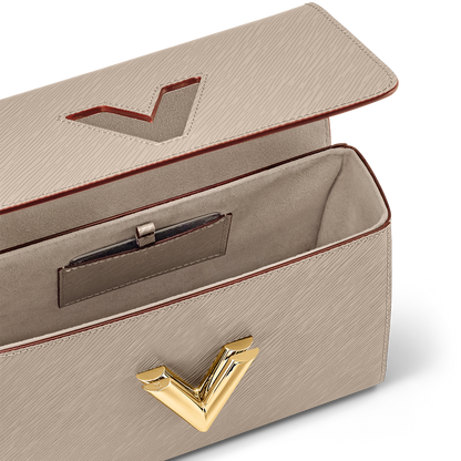 Sac à main Louis Vuitton Twist en cuir Epi beige avec chaîne dorée