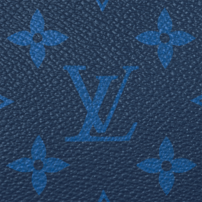 Sac Keepall Bandoulière 50  Louis Vuitton en cuir bleu avec bande centrale Monogram
