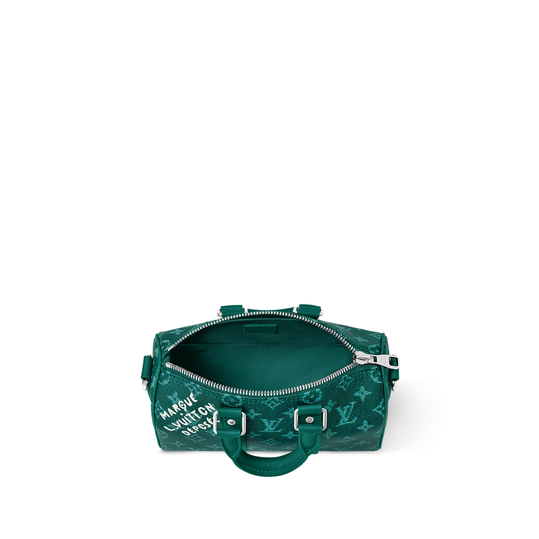 Sac Keepall Bandoulière 25 Louis Vuitton en toile Monogram verte avec motif chien (collection Louis Vuitton x Animals)