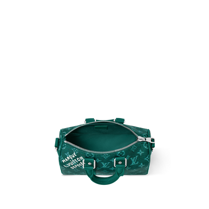 Sac Keepall Bandoulière 25 Louis Vuitton en toile Monogram verte avec motif chien (collection Louis Vuitton x Animals)