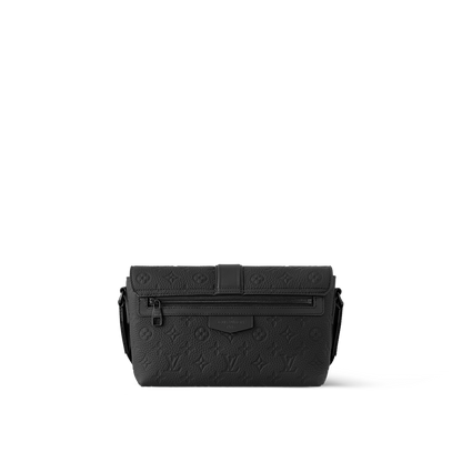 Sac messager Louis Vuitton en cuir Monogram Empreinte noir avec fermoir central