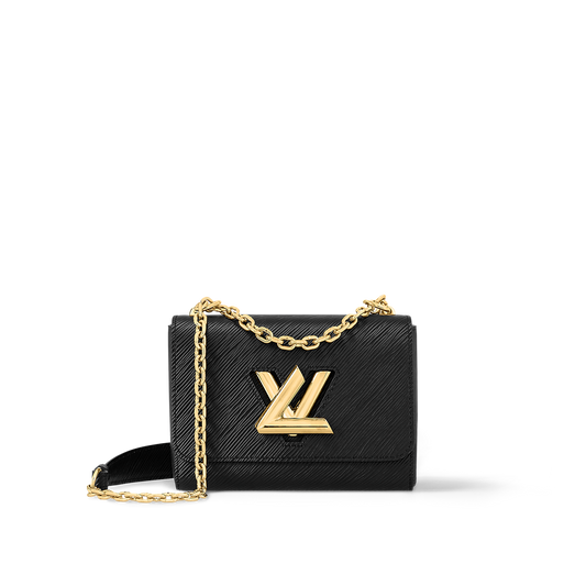 Sac à main Louis Vuitton Twist en cuir Epi noir avec chaîne dorée