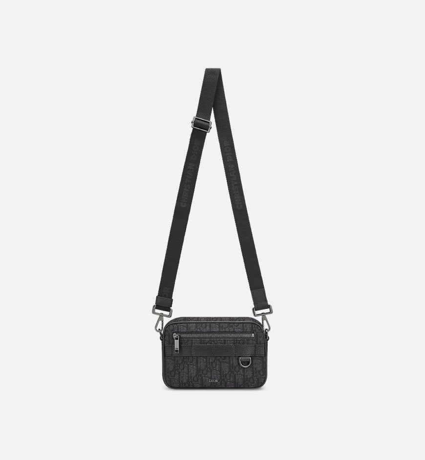 Sac messenger Dior en toile Oblique jacquard noire