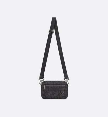 Sac messenger Dior en toile Oblique jacquard noire