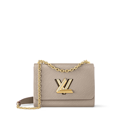 Sac à main Louis Vuitton Twist en cuir Epi beige avec chaîne dorée