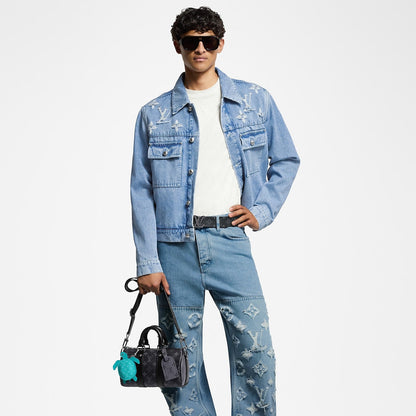 Sac Keepall Bandoulière 25 Louis Vuitton en toile Monogram Eclipse avec finitions en cuir noir