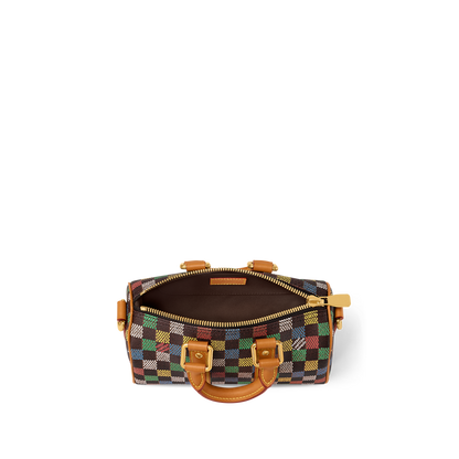 Sac Keepall Bandoulière 25 Louis Vuitton en toile Damier multicolore avec cuir naturel (vachetta)