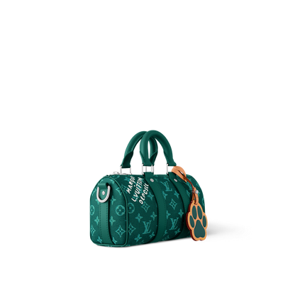 Sac Keepall Bandoulière 25 Louis Vuitton en toile Monogram verte avec motif chien (collection Louis Vuitton x Animals)