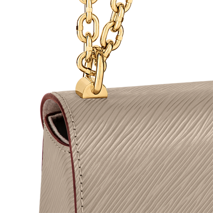 Sac à main Louis Vuitton Twist en cuir Epi beige avec chaîne dorée