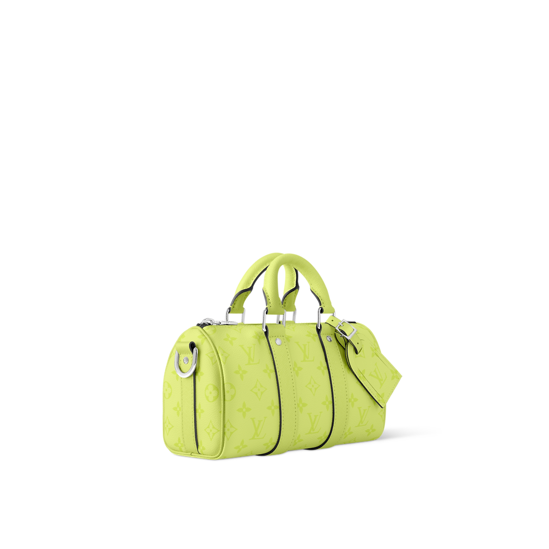 Sac Keepall Bandoulière 25 Louis Vuitton en cuir Monogram Empreinte vert anis