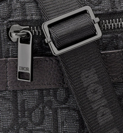 Sac messenger Dior en toile Oblique jacquard noire