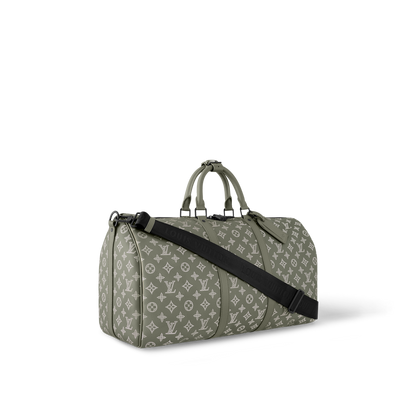 Sac Keepall Bandoulière 50 Louis Vuitton en toile Monogram Eclipse dégradé vert (vert sauge / kaki)