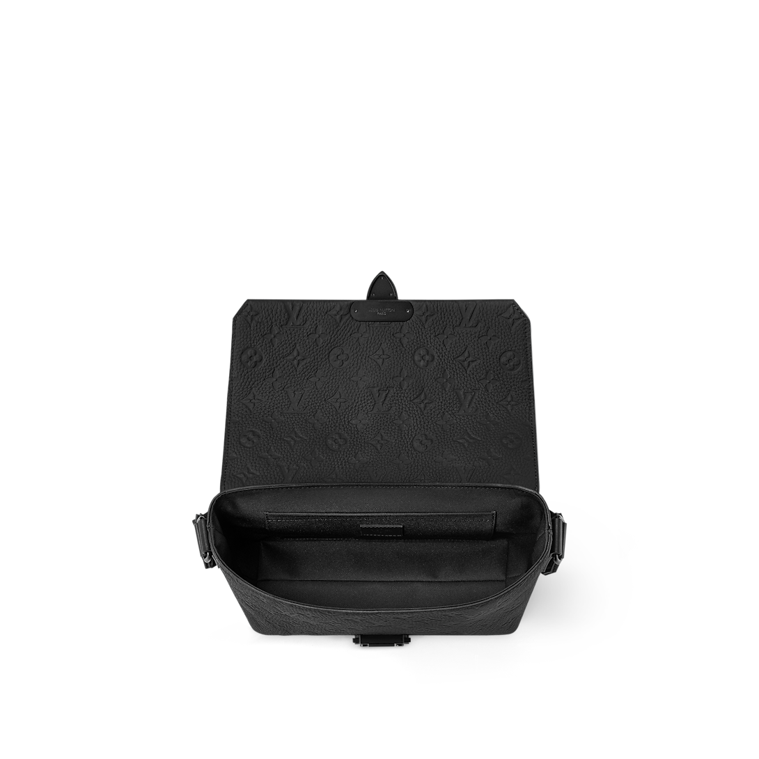 Sac messager Louis Vuitton en cuir Monogram Empreinte noir avec fermoir central