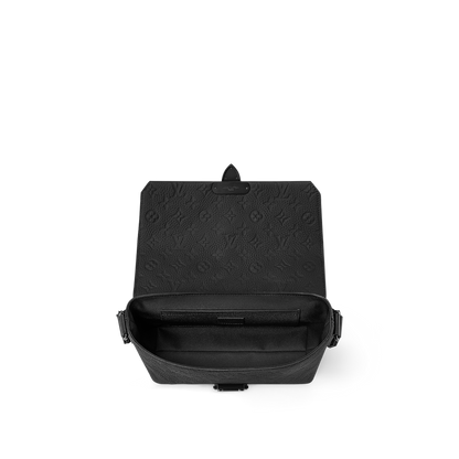 Sac messager Louis Vuitton en cuir Monogram Empreinte noir avec fermoir central