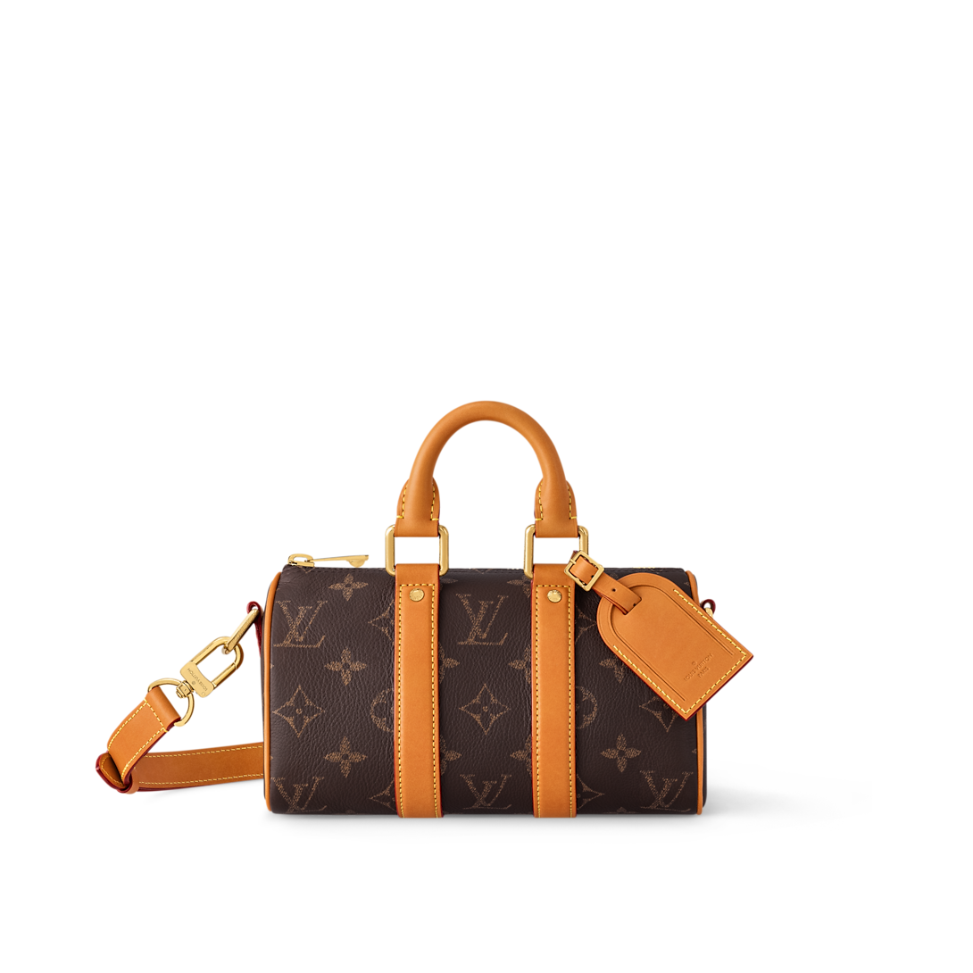 Sac Keepall Bandoulière 25 Louis Vuitton en toile Monogram avec cuir naturel (vachetta)