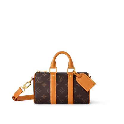 Sac Keepall Bandoulière 25 Louis Vuitton en toile Monogram avec cuir naturel (vachetta)