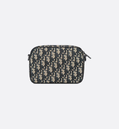 Sac messenger Dior en toile Oblique jacquard bleu et beige