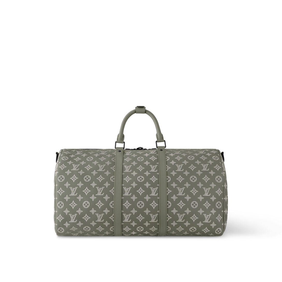 Sac Keepall Bandoulière 50 Louis Vuitton en toile Monogram Eclipse dégradé vert (vert sauge / kaki)