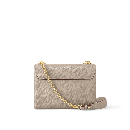 Sac à main Louis Vuitton Twist en cuir Epi beige avec chaîne dorée
