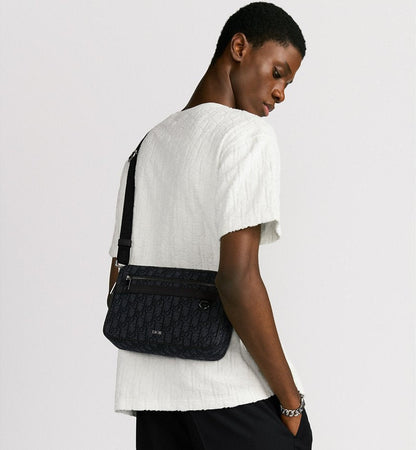Sac bandoulière Dior en toile Oblique jacquard noire