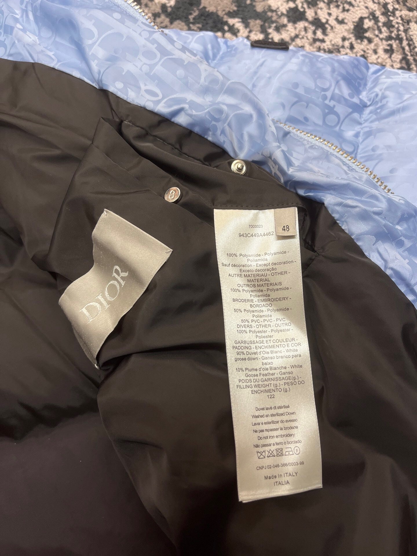 Doudoune CD oblique bleu ciel facture 2023