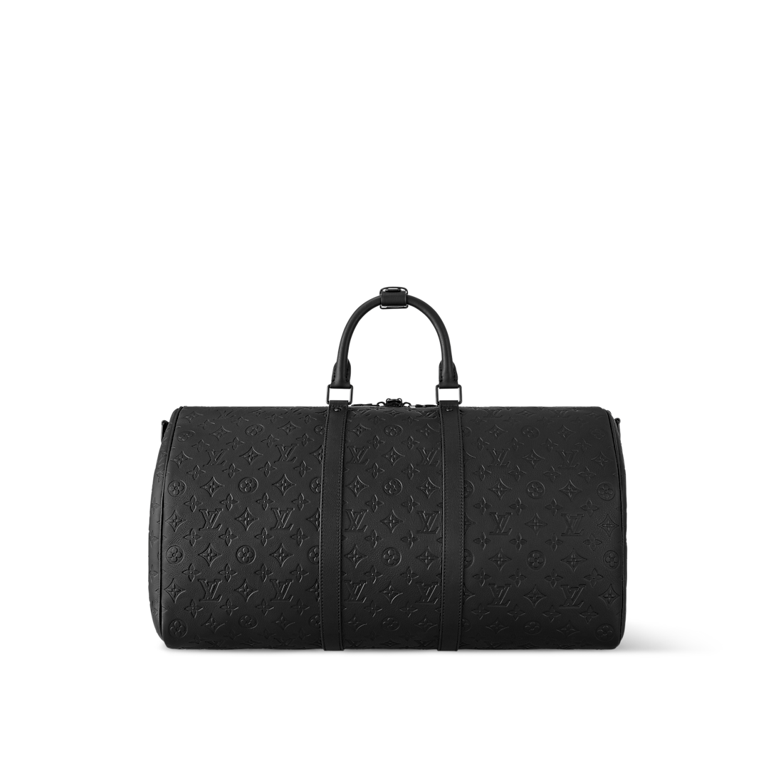 Sac Keepall Bandoulière 50 Louis Vuitton en cuir Monogram Empreinte noir