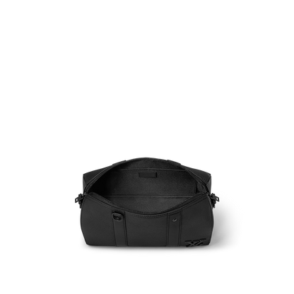 Sac Keepall Bandoulière 25 Louis Vuitton en cuir noir avec logo LV métallique