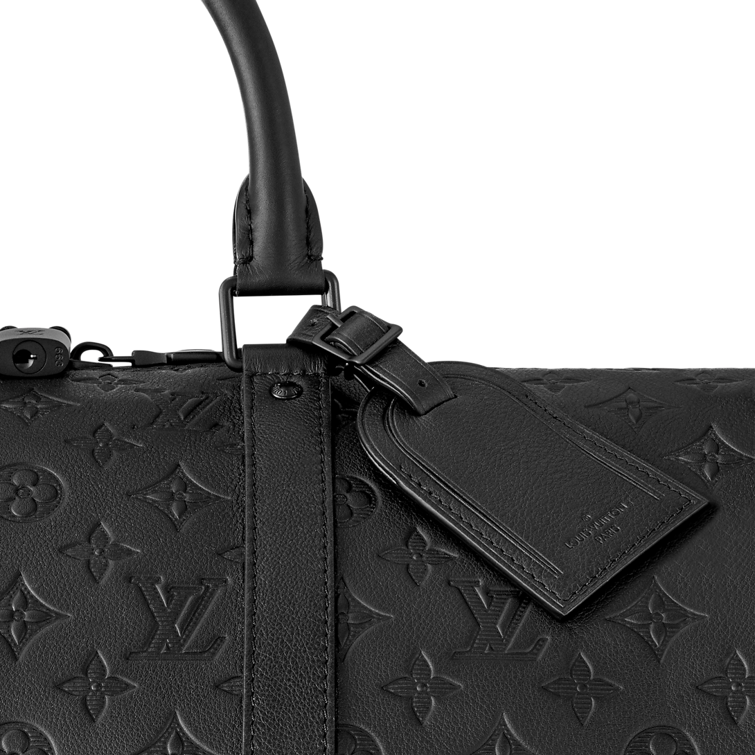 Sac Keepall Bandoulière 50 Louis Vuitton en cuir Monogram Empreinte noir