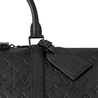 Sac Keepall Bandoulière 50 Louis Vuitton en cuir Monogram Empreinte noir