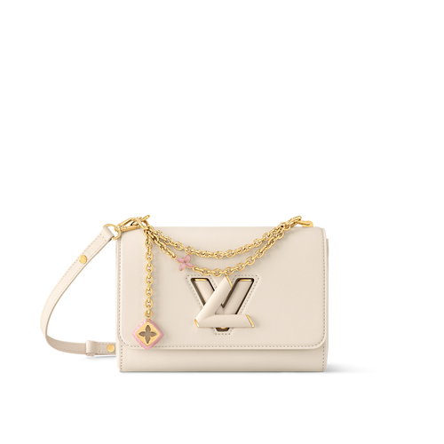 Sac à main Louis Vuitton Twist en cuir blanc cassé
