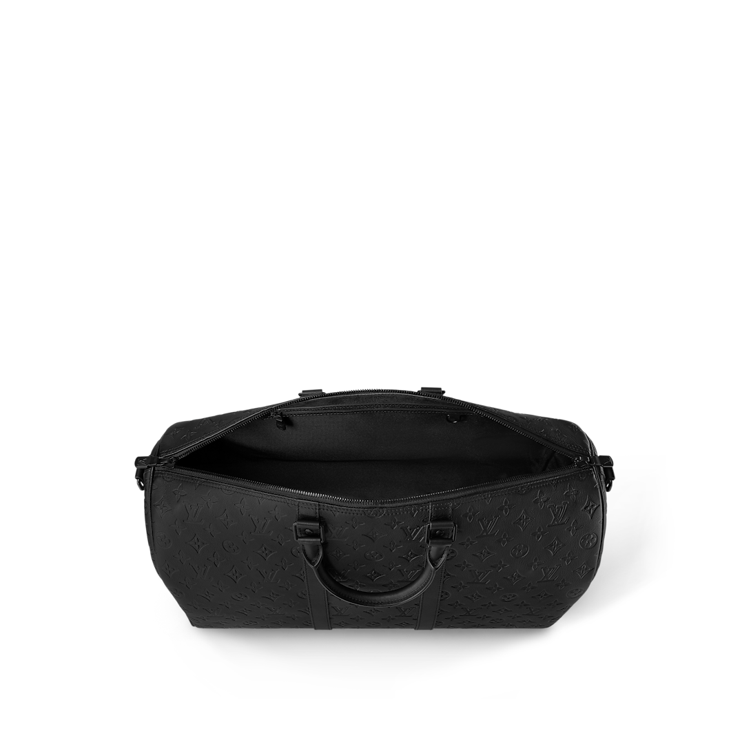 Sac Keepall Bandoulière 50 Louis Vuitton en cuir Monogram Empreinte noir