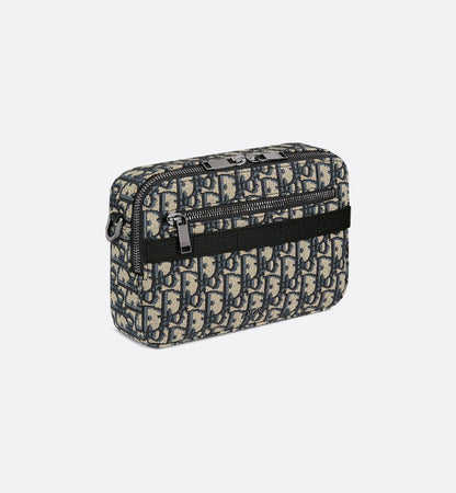 Sac bandoulière Dior en toile Oblique jacquard bleu et beige