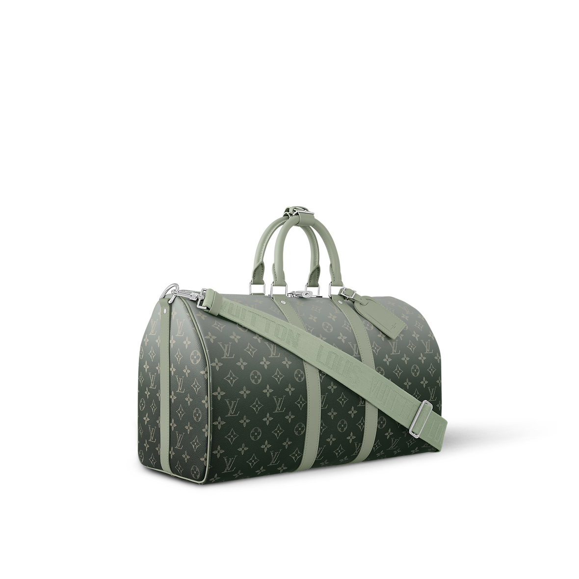 Louis Vuitton Keepall Bandoulière 45 – Monogram Eclipse dégradé vert (Vert sauge / kaki)